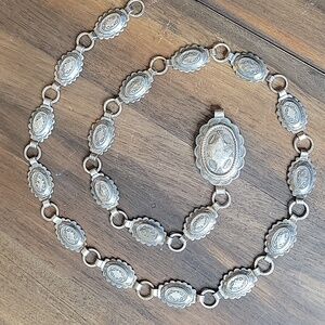 Vintage Sanford Sancrest R Native American Navajo Silver Concho Link Belt